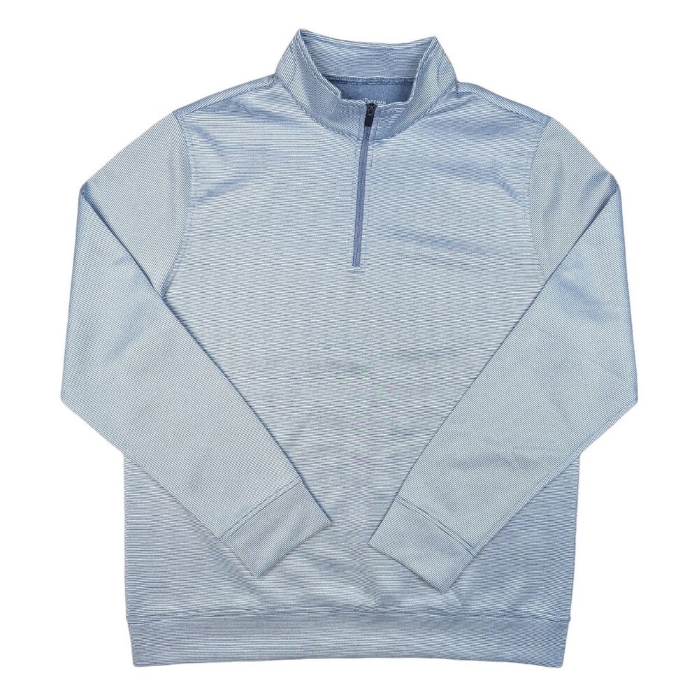 Hickey Freeman 1/4 Zip Pullover Size L Gray Striped Golf Long Sleeve Jacket Mens